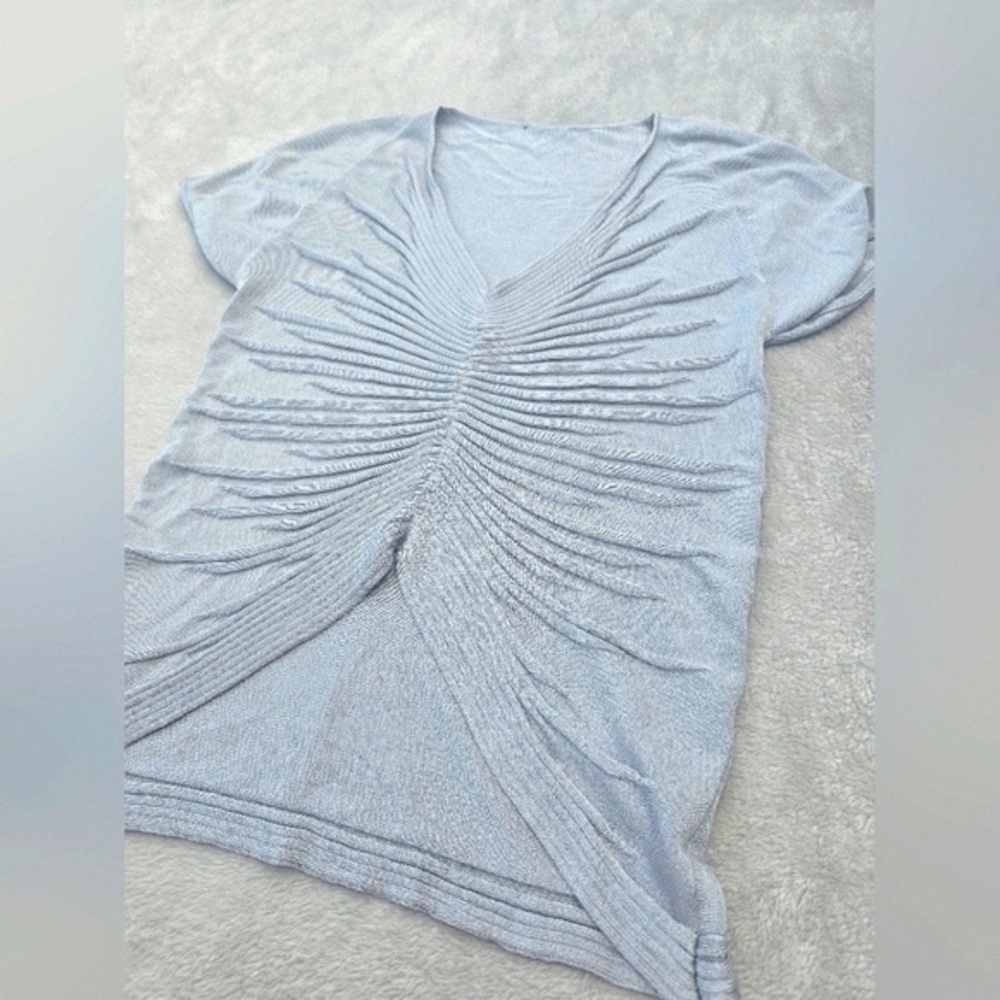 Elegant Light Blue Ruched Women's Top